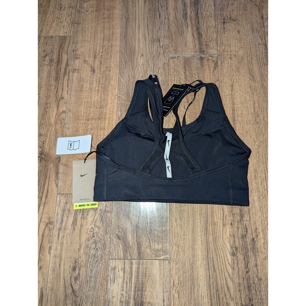 Nike Dri-Fit Swoosh Strappy Logo Sports Bras Women Medium Black, White - Picture 7 of 7